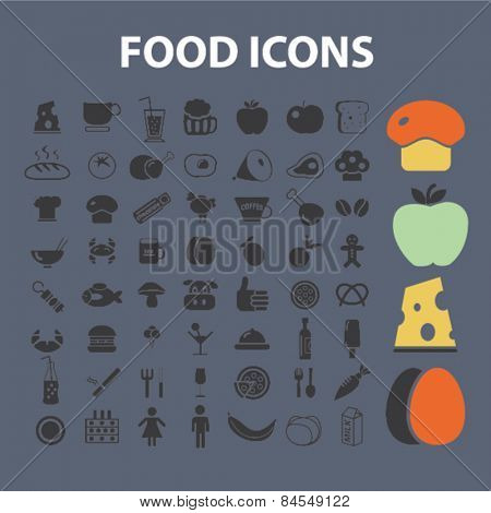 food, restaurant, grocery, meat, vegetables, cheese flat isolated concept design icons, symbols, illustrations on background for web and applications, vector