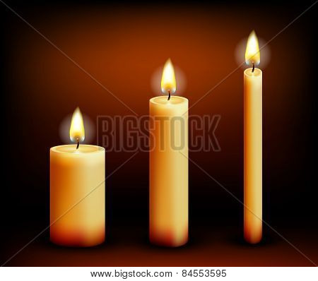 Realistic candles in different shapes