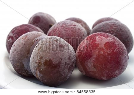 Frozen Plum On White Background