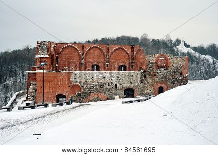 Upper Castle Keep On Gediminas Hill Is A Part Of Vilnius Castle Complex