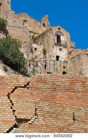 Panoramic view of Craco. Basilicata. Southern Italy.