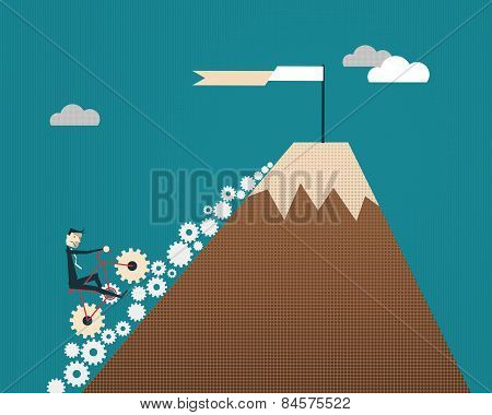 Businessman Riding Bicycle With Gears