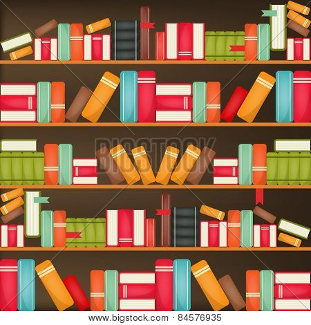 Books On A Wooden Shelf