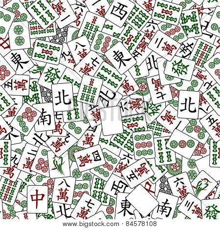 Seamless pattern with mahjong tiles