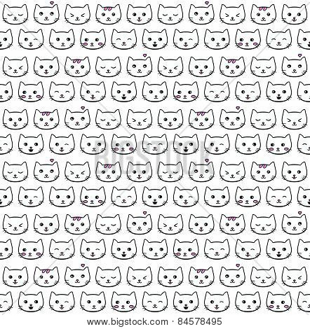 Seamless vector pattern with emotional cats