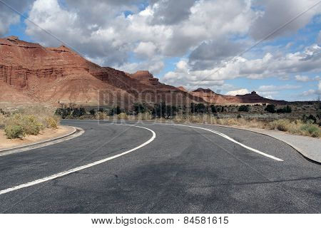 Lonely Road Bend In Nevada