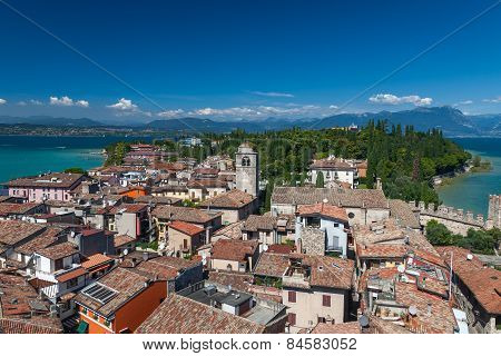 Panoramic View From The Scaliger Castle At Sirmione Town