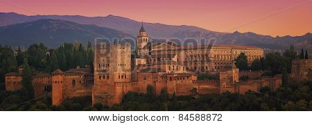 Alhambra At Sunset