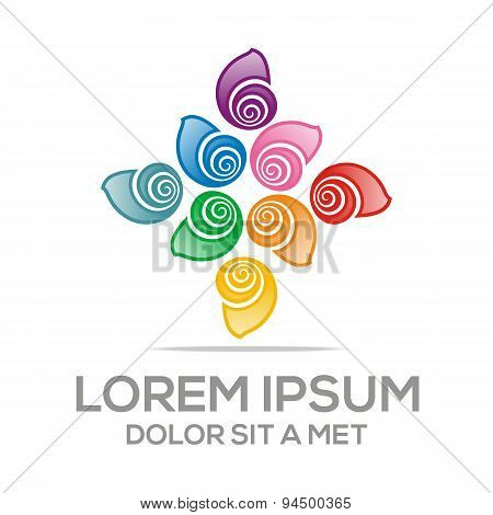 Snail logo template simple flat colors silhouett