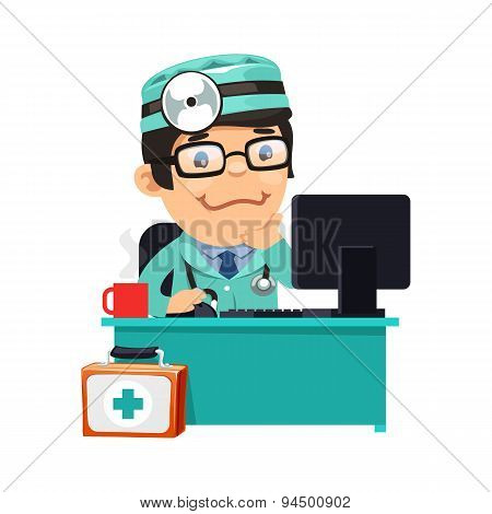 Doctor at His Desk