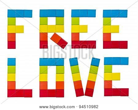 Text Free Love in the form rainbow flag
