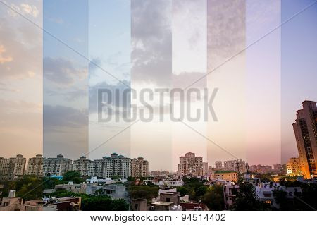 Timeslice Of Buildings In Gurgaon, India