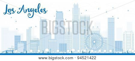 Outline Los Angeles Skyline with Blue Buildings. Vector Illustration