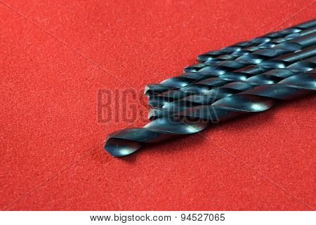 Close up different kinds and number of Metal drill bits