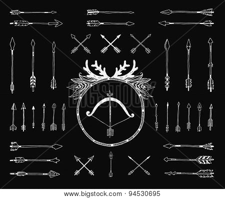 Hand drawn tribal collection with indian arrows