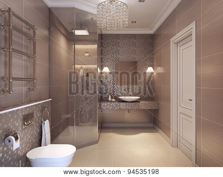 Beautiful bathroom in the art deco style.
