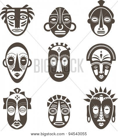 African masks set of icons