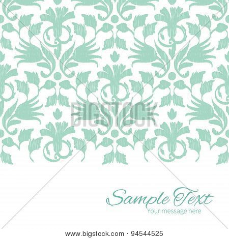 Vector abstract green ikat horizontal border card template
