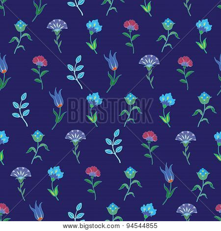 Vector Geometric Growing Flowers Seamless Pattern