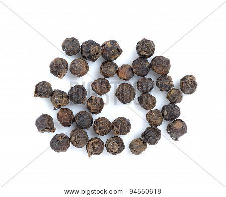 Black Pepercorn Isolated On The White Background