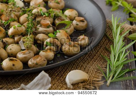 Salad Of Small Mushrooms And Herbs
