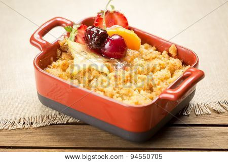 Apple Crumble On A Wooden Background