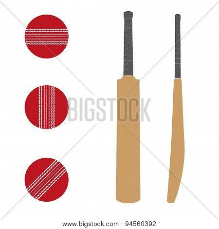 Traditional wood cricket bats and balls.