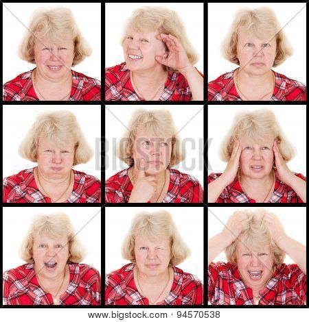 set of emotions adult woman