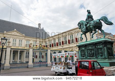 The Hague, Netherlands - May 8, 2015: People Visit Noordeinde Palace, The Hague