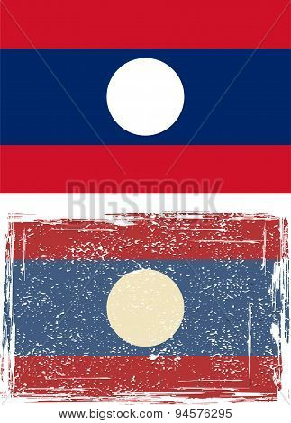 Laotian grunge flag. Vector illustration.