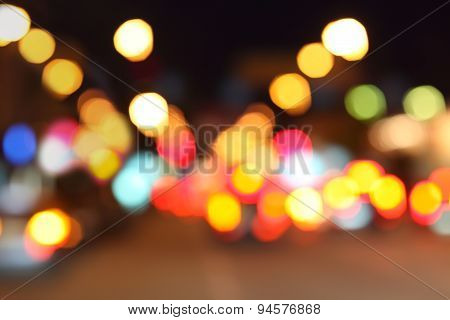 Blurred Lights Car Of The Big City At Night