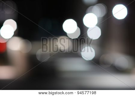 Blurred Lights Car Of The Big City At Night