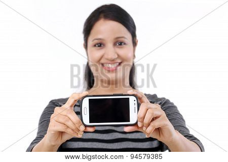 Happy Woman Taking A Selfie