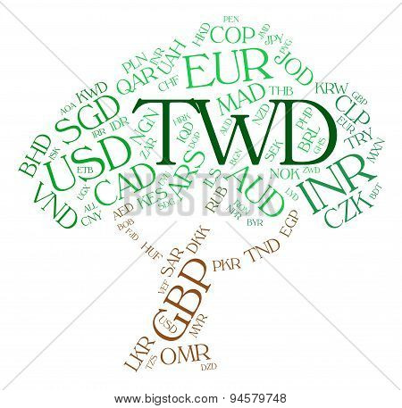 Twd Word Shows New Taiwan Dollars And Exchange