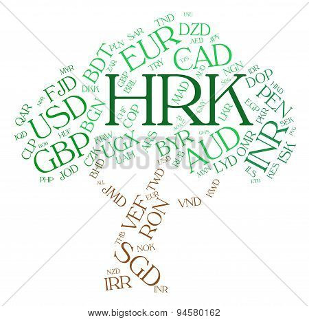 Hrk Currency Shows Croatian Kunas And Coin