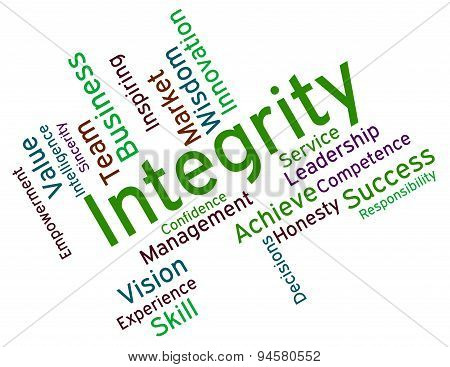 Integrity Words Shows Virtue Text And Honesty