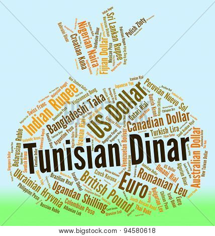 Tunisian Dinar Indicates Exchange Rate And Banknotes