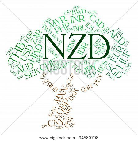 Nzd Currency Indicates New Zealand Dollar And Banknote