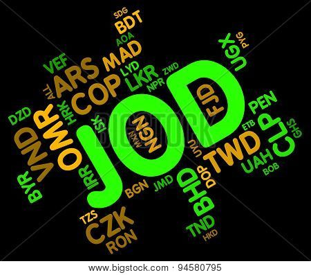 Jod Currency Represents Jordan Dinar And Banknote