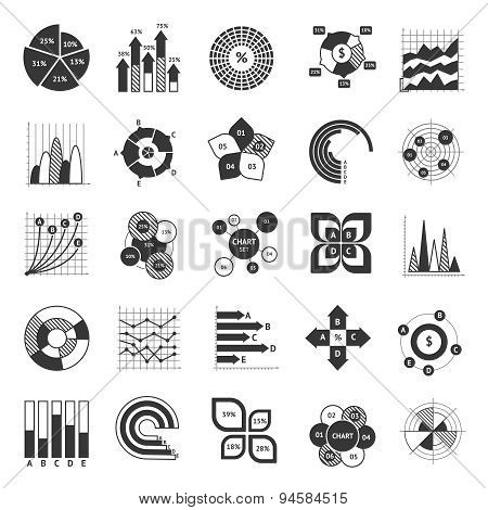 Business Chart Black And White Set