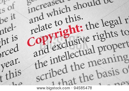 Definition Of The Word Copyright In A Dictionary
