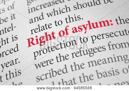 Definition Of The Term Right Of Asylum In A Dictionary