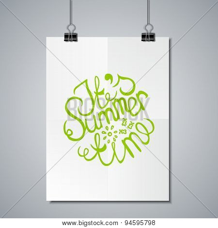 Poster Mockup Template with Lettering Element
