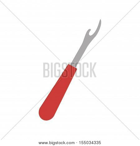 seam ripper tool icon with red handle over white background. tailor shop design. vector illustration
