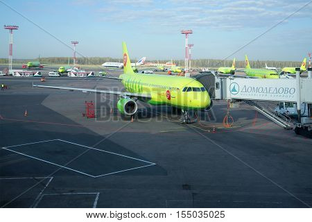 MOSCOW, RUSSIA - APRIL 30, 2016: Airbus A319-100 (VP-BHP) S7 Airlines at Domodedovo airport