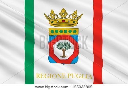 Flag of Apulia is a region of Italy. 3d illustration