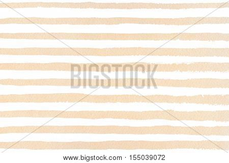 Watercolorbeige brush strokes on white background. Hand drawn grunge stripes pattern for fabric print textile design fashion.