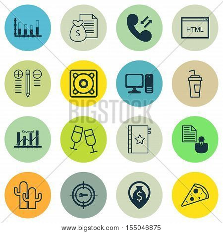 Set Of 16 Universal Editable Icons. Can Be Used For Web, Mobile And App Design. Includes Icons Such