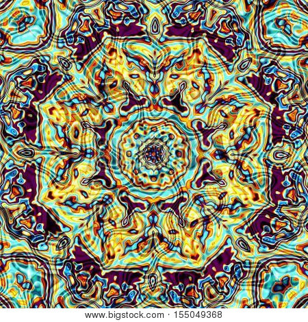 Square abstract background in digital art style. Symmetric decotrative ornament.
