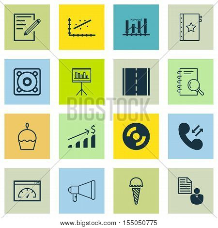 Set Of 16 Universal Editable Icons. Can Be Used For Web, Mobile And App Design. Includes Icons Such